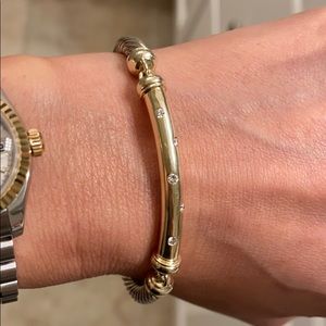 David Yurman diamond, gold, silver bracelet